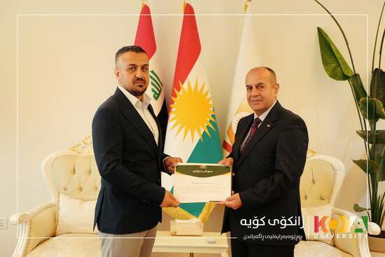 Koya University President Honors Swimming Coach and Champion Student