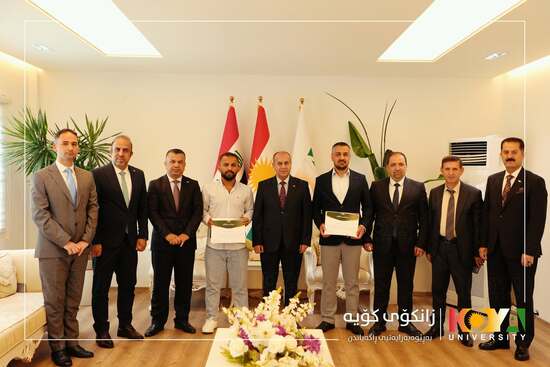 Koya University President Honors Swimming Coach and Champion Student