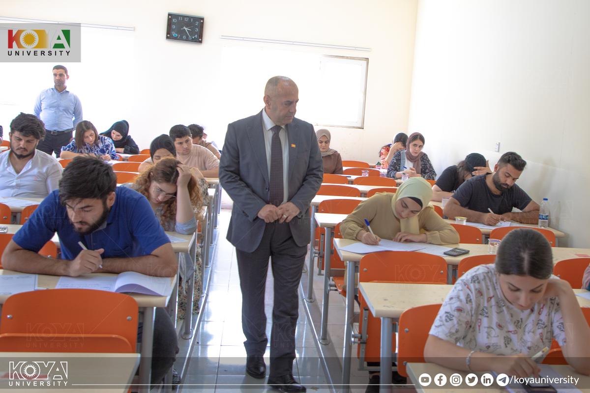 بەڕێز سەرۆکی زانکۆ بەڕێوەچوونی پرۆسەی تاقیکردنەوەکانی لە فاکەڵتییەکانی زانست و تەندروستی و ئەندازیاری بەسەرکردەوە