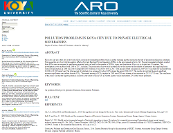 A Group of Researchers at KOU Published a Research Article in ARO Journal