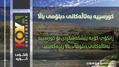 زانکۆی کۆیە پێشکەشکردن بۆ کورسییە بەتاڵەکانی دبلۆمی باڵا ڕادەگەێنێت